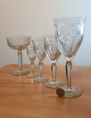 Juego copas cristal tallado vintage