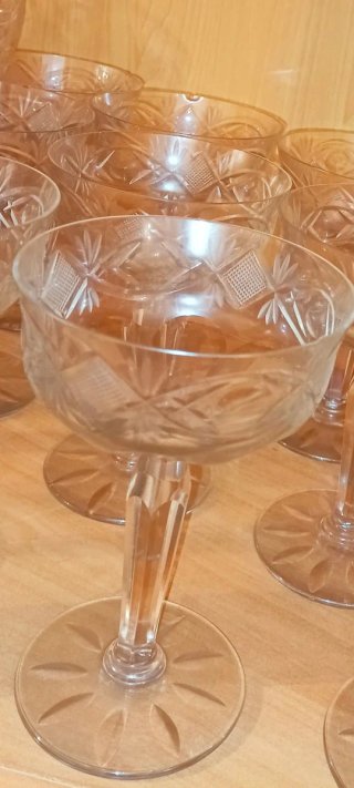 Juego copas cristal tallado vintage