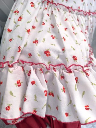Traje de flamenca niña blanco y rojo talla 7