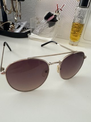 Gafas de sol aviador plateadas y marrones