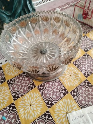 Centro de Mesa Vintage Cristal y Metal 22/15