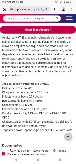 Cables de altavoz QED Golden Anniversary XT