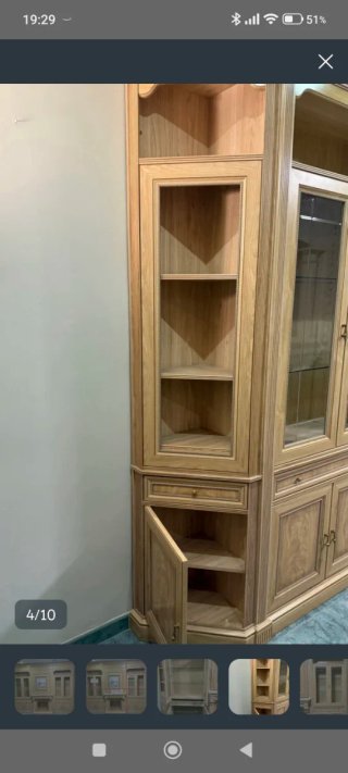 Mueble de comedor modular madera y cristal