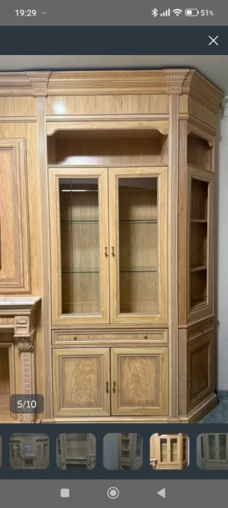 Mueble de comedor modular madera y cristal