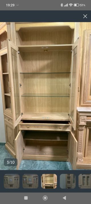 Mueble de comedor modular madera y cristal