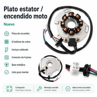 Estator magneto 8 bobinas XQ-497 moto quad pit bik