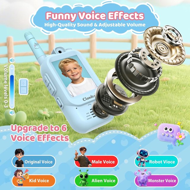 NUEVO Walkie Talkies Video Cámara Azul Recargables