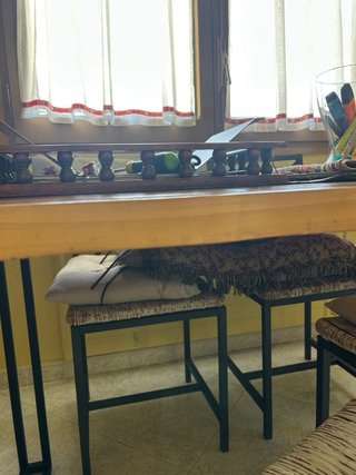 Mesa madera y hierro + 4 sillas