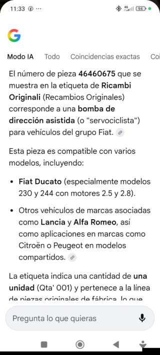 Bomba de dirección asistida 85 501 142