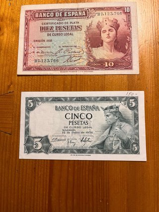 Lote de 9 Billetes Españoles Antiguos