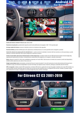 NUEVO! (160€) Radio Coche Android 14 9” Citroen