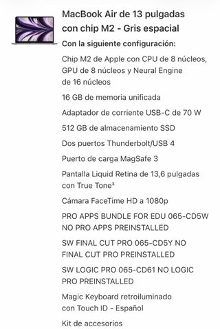 MacBook Air M2 Plata