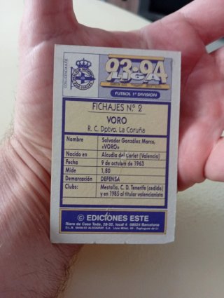 Cromo Voro R. C. Dptvo. La Coruña 93-94