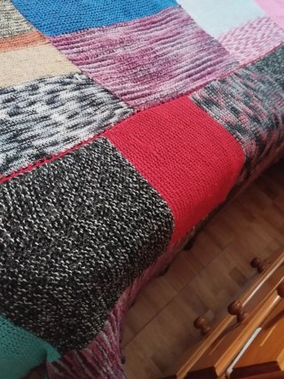Manta de lana patchwork multicolor