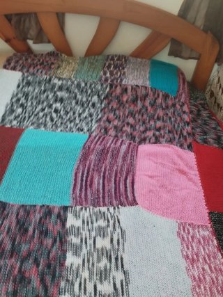 Manta de lana patchwork multicolor