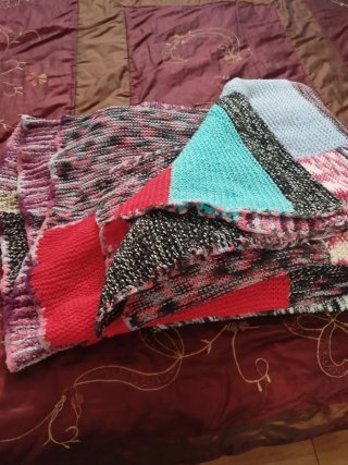 Manta de lana patchwork multicolor