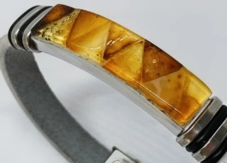 Pulsera Cuero y Ámbar Báltico