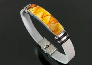 Pulsera Cuero y Ámbar Báltico