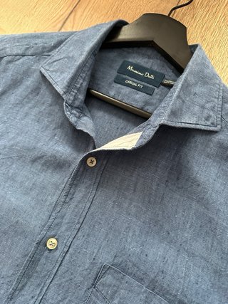 Camisa Massimo Dutti 100% Lino Azul