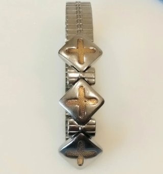 Bracciale Acciaio unisex con Croci color Oro