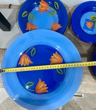 Set di stoviglie Arcoroc Tulipani in Cristallo Blu/Giallo