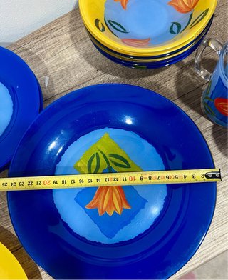 Set di stoviglie Arcoroc Tulipani in Cristallo Blu/Giallo