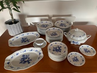 Vajilla Bidasoa Floral Azul Cobalto Porcelana