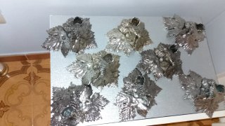 Portacandele Foglia Argento Resina