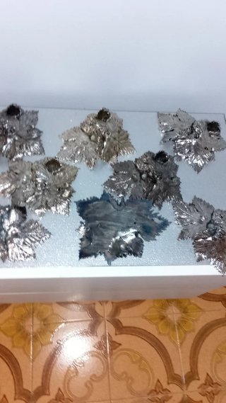 Portacandele Foglia Argento Resina
