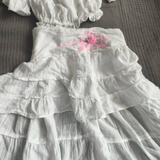 Vestido Ibicenco Blanco y Rosa
