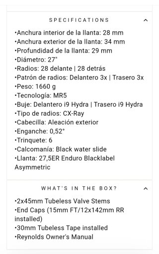 Ruedas carbono Reynolds BL 287 Hydra