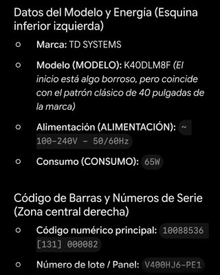 Se regala TV TD Systems Negra (No funciona)