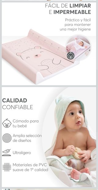 Cambiador bebé oso rosa con medidor