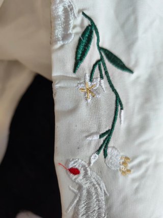 Conjunto estilo chino blanco y verde