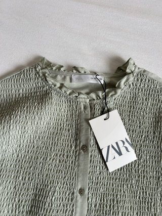 Camisa Zara Gomas Verde Agua 13-14 Años