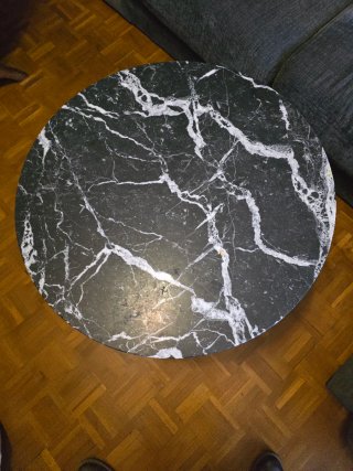 Mesa auxiliar antigua mármol redonda Imperio