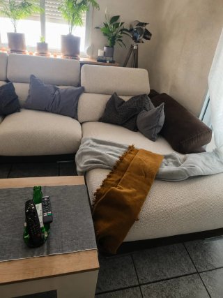 Sofá grande con Chaiselongue Marrón