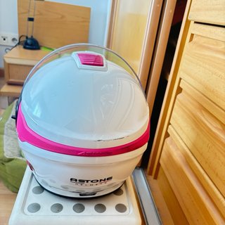Casco Moto Scooter Talla XS Blanco y Rosa