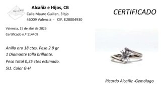 Anillo Diamante Solitario 0.35 ct