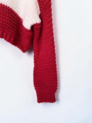Jersey cuello alto rojo y blanco
