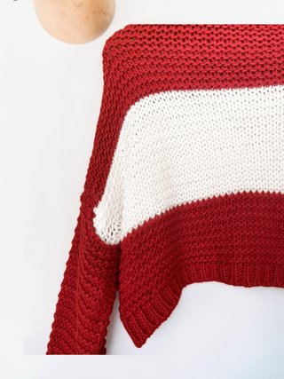 Jersey cuello alto rojo y blanco