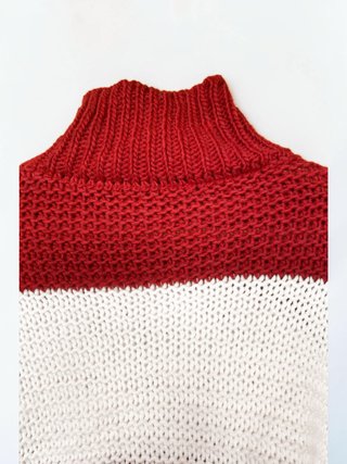 Jersey cuello alto rojo y blanco
