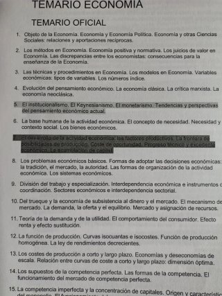 Temario Oposición Economía PES
