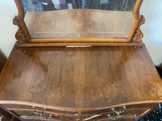 Cómoda tocador vintage madera y cristal
