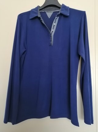 Maglia donna con colletto blu