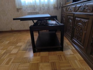 Mesa auxiliar de madera y cristal Mesita de salón