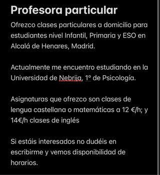 Clases particulares a domicilio