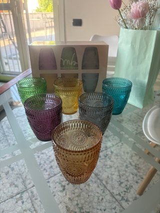 Set 6 Bicchieri vetro cardinali multicolore