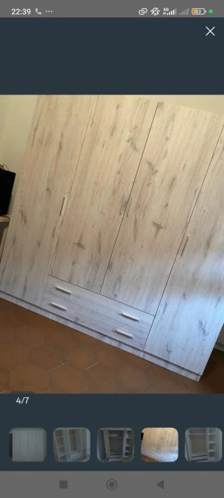 Armario de madera beige y gris