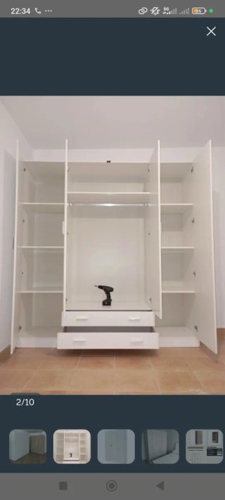 Armario de madera beige y gris
